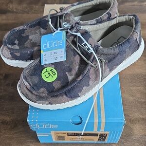 Hey Dude Size 5 Wally Youth Camo Slip-On Shoes - Brown Green Black Camo